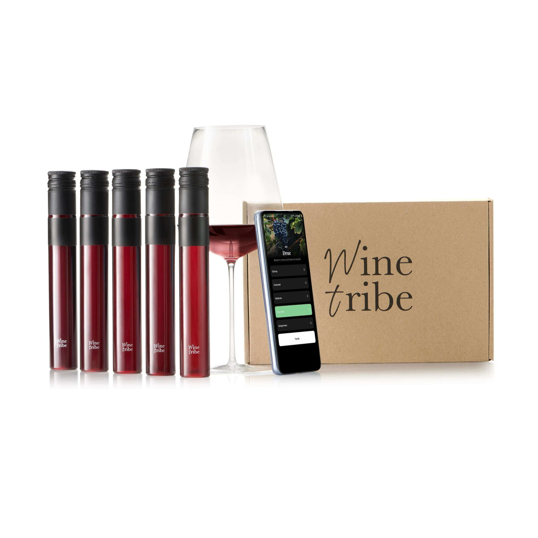 Winetribe blindsmagnings smagekasse med 5 glas vin i rør á 100 ml